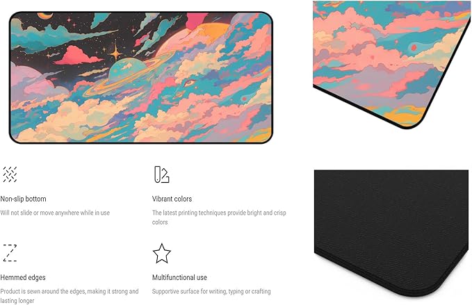 Colorful Starry Sky Desk Mat, Abstract Art Mouse Pads Long, Anime Large Game Desktop Cover Pad, Cute Eye Mouse Mats XXL, Women Laptop Keyboard Mat Suitable for Work Office Home 31.5"X15.7"