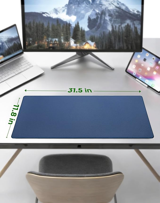 ALOANES Dark Blue Waterproof Mouse Pad, XXL 11.81"x31.50"x0.12"