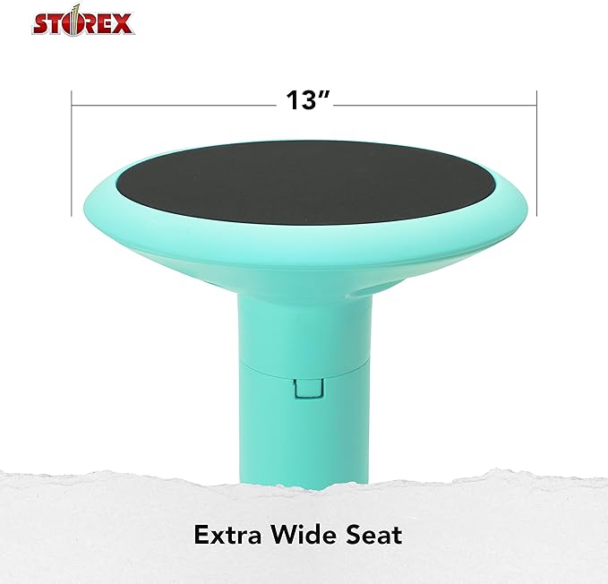 Storex Active Tilt Stool – Ergonomic Seating for Flexible Office Space and Standing Desks, Adjustable 12-24 Inch Height, Teal (00325A01C)
