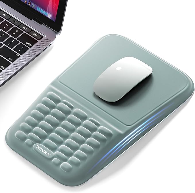 Vaydeer Ergonomic Mouse Pad with Wrist Rest – Memory Foam Mouse Pad with Wrist Support & Massage Bulge, Non-Slip PU Base, Relieves Carpal Tunnel Pain – Ideal Mouse Wrist Rest for Office & Home (Gray)