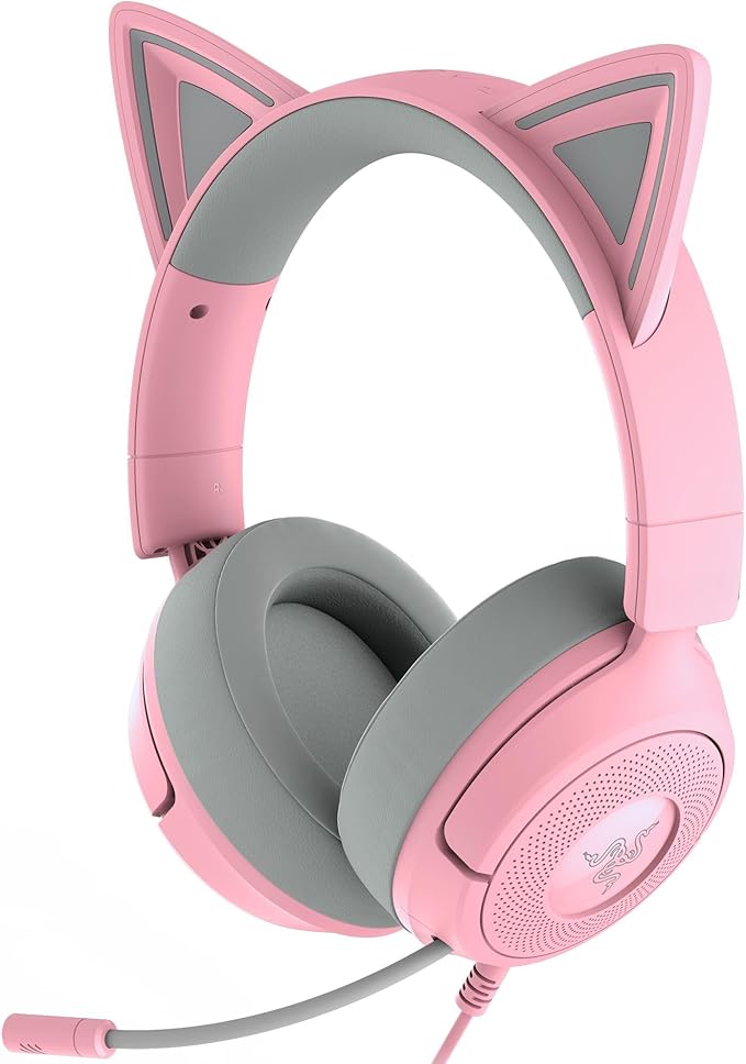 Razer Kraken Kitty V3 X Wired Gaming Headset: Kitty Ears - HyperClear Cardioid Mic - 40 mm Drivers - 7.1 Surround Sound - Comfy Ear Cushions - Cross-Platform via 3.5mm PC, PS5, Xbox, Switch 2 - Pink