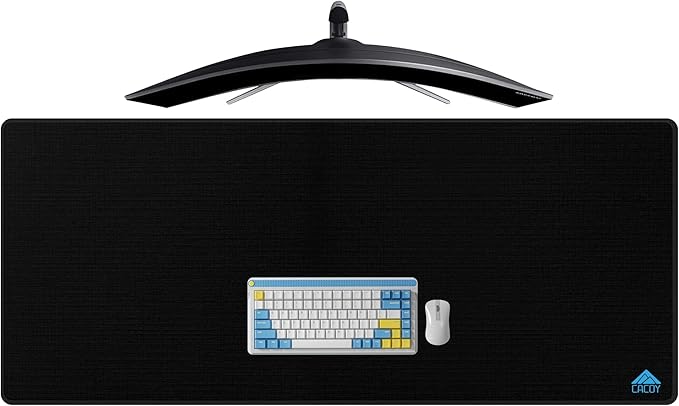 Cacoy 55" x 24" Extended Gaming Mouse Pad, XXL Large Mousepad for Full Desk, Oversized PC Computer Mouse Mat with Smooth Tracking Surface and Stitched Edge, Non-slip Rubber Base Office Desk Mat, Black