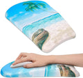Ergonomic Wrist Mouse Pad with Massage Design, Wrist Rest Mousepad with Memory Foam Non-Slip PU Base, Mouse Pad with Wrist Support for Wireless Mouse & Desk, Y Summer Beach