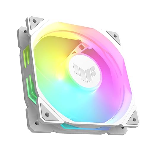 ASUS TUF Gaming TR120 120mm ARGB White Fan Triple Pack 28mm Fan Frame, 3.3mm H2O high Static Pressure, 77.4 CFM Airflow, Double-Layer LED Array, Flexible Side Pattern, Aura sync, PWM Control