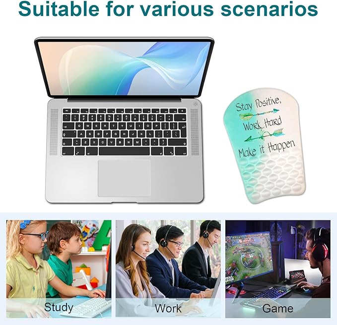 Ergonomic Sloped Mouse Pad with Massage Wrist Rest, Wrist Mouse pad with Memory Foam Non-Slip PU Base, Mouse Pad with Wrist Support for Wireless Mouse & Desk, Y Make it Happen