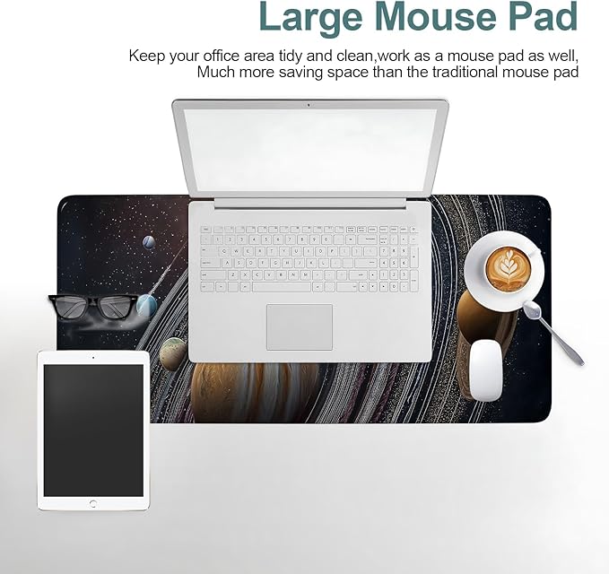 Planet Extended Gaming Mouse Pad 31.5x11.8inches Large Desk Mat Anti-Slip Rubber Base & Durable Stitched Edges for Gamers Smooth Mouse Writing Surface for Desk Office/Home