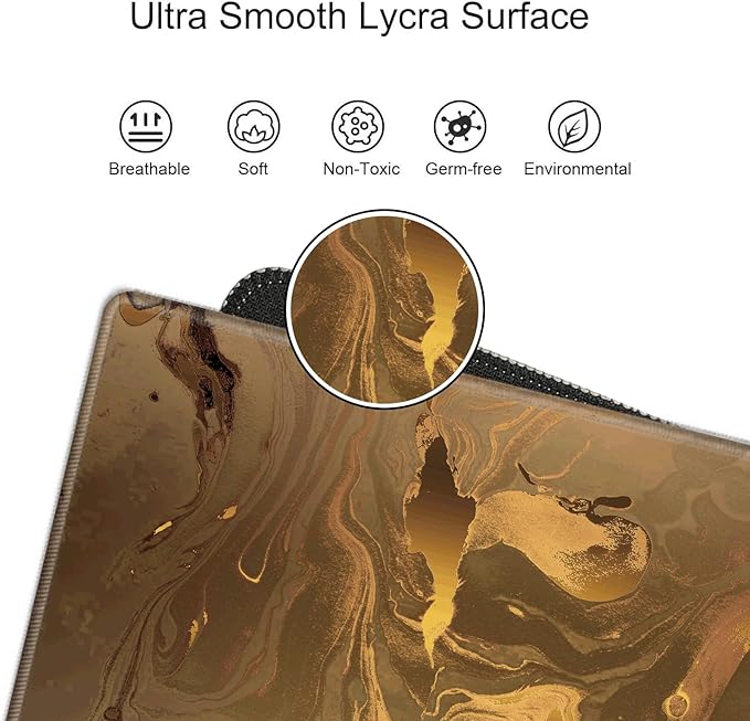 Large Mouse Pad Gold Marble Mousepad Gaming Desk Mat XXL 31.5''X15.75'' Desk Pad Big Computer Mat Long Mouse Mat of Office Work