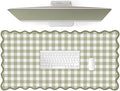 Scalloped‌ Green Checkered Desk Mat Cute Pastel Large Gaming Mouse Pad Gingham Kawaii Cottagecore ‌Vintage‌ Girly Keyboard Computer Mat Aesthetic Desk Pad Accessories Office Decor for Women