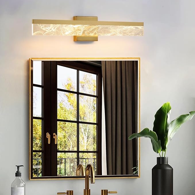Gold Vanity Light - 24 Inch Modern Bathroom Light Fixture Over Mirror 18W 3000K Warm Lighting Dimmable LED Vanity Lights for Bathroom Restroom Mirror