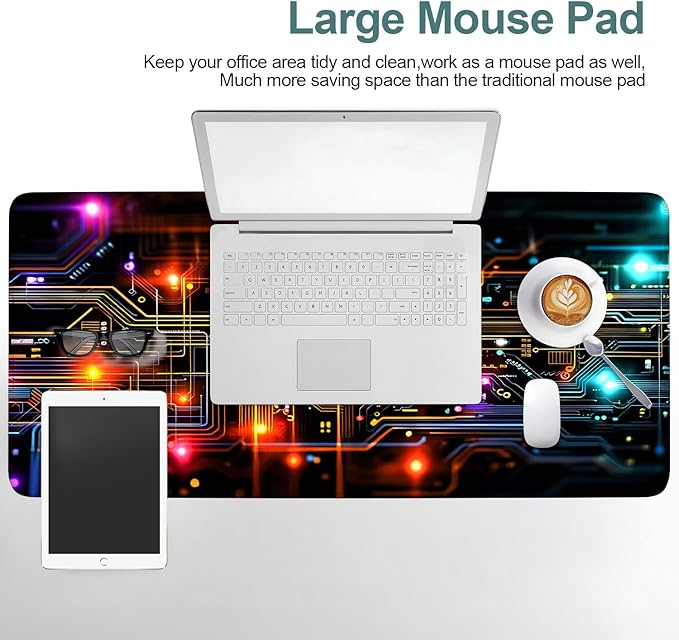 Lighting Extended Gaming Mouse Pad 35.4x15.7Inch Large Desk Mat Anti-Slip Rubber Base & Durable Stitched Edges for Gamers Smooth Mouse Writing Surface for Desk Office/Home