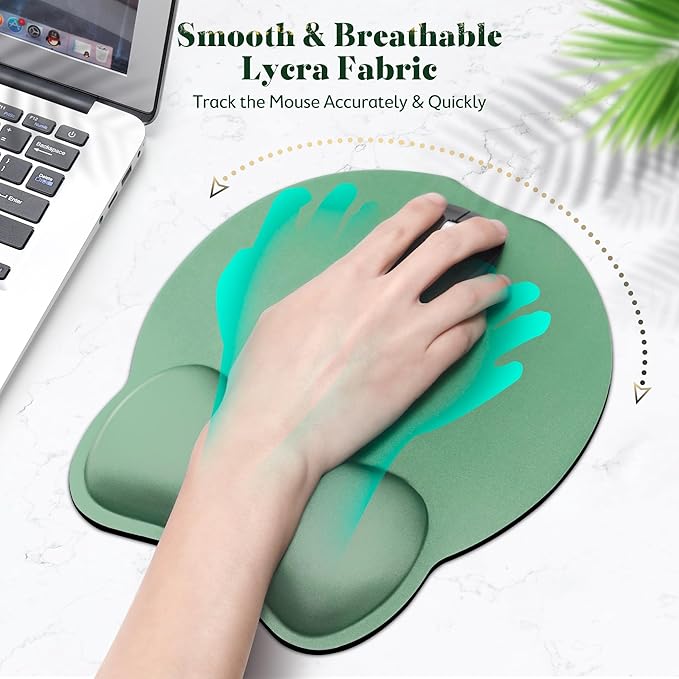 Gimars Ergonomic Mouse Pad Wrist Support, Upgrade Enlarge Superfine Fibre Soft Smooth Keyboard Wrist Rest, Comfortable Memory Foam Wrist Rest for Computer, Gaming, Office,Dark Green