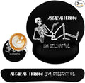Britimes Skull Skeleton Black Ergonomic Mouse Pad Set with Wrist Rest Non-Slip Rubber Base Wrist Cushion Support and Coasters Mousepad with Wrist Support for Computer Keyboard and Desk