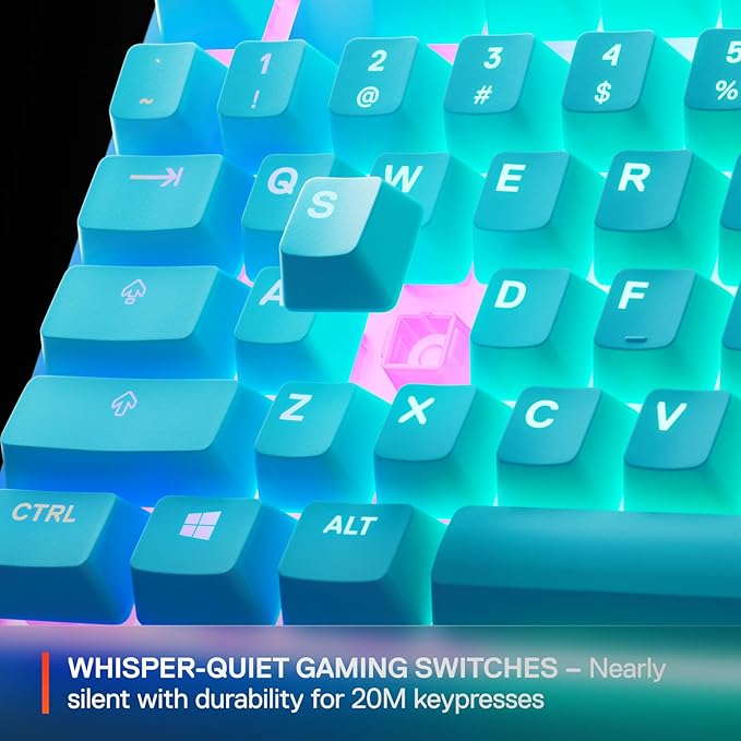 SteelSeries Apex 3 TKL Aqua RGB Gaming Keyboard — Tenkeyless Compact Form Factor — 8-Zone RGB Illumination — Water and Dust Resistant — Whisper-Quiet Gaming Switch