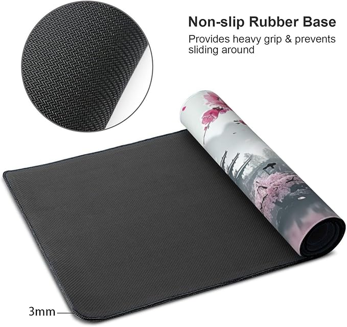 35.4 x 15.7 in, Waterproof XXL Large Mouse Pad for Desk, Extended Keyboard Mouse Mat for Computer Office, Big Laptop Mouse pad, Gaming Pc-Pink Cherry Blossom