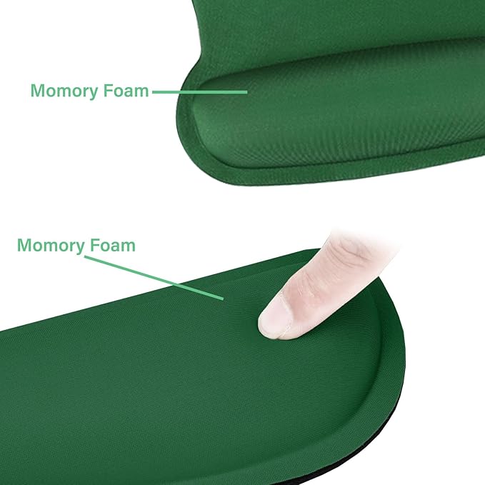 MOSISO Wrist Rest Support for Mouse Pad & Keyboard Set, Ergonomic Mousepad Non-Slip Base Home/Office Easy Typing Cushion with Neoprene Cloth & Raised Memory Foam, Jungle Green