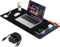 Mouse Pad with Magnetic Wireless Charging, Large Desk Mat, Non-Slip Mouse Mat, Keyboard Pad for Gaming, Desk, Office, PC (The Right Charging-Black with 20W PD Charger)