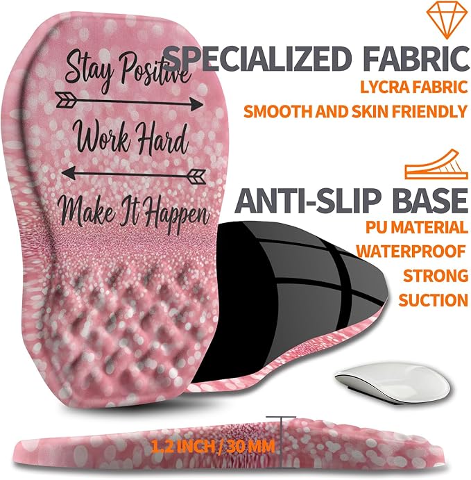Ergonomic Slope Mouse Pad Wrist Support, Wrist Rest Mousepad for Carpal Tunnel with Massage Bulge and Slow Rebound Memory Foam (12x8 inch, Pink Stay Positive)