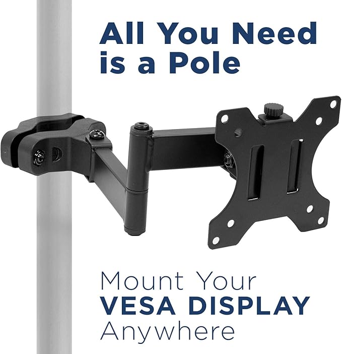 Mount-It! Universal Full Motion Steel Pole Mount with Articulating Arm and Removable VESA Plate for 17 to 32 Inch Monitors & TVs, VESA 75x75 & 100x100 Compatible, Black (MI-391) (Pack of 2)