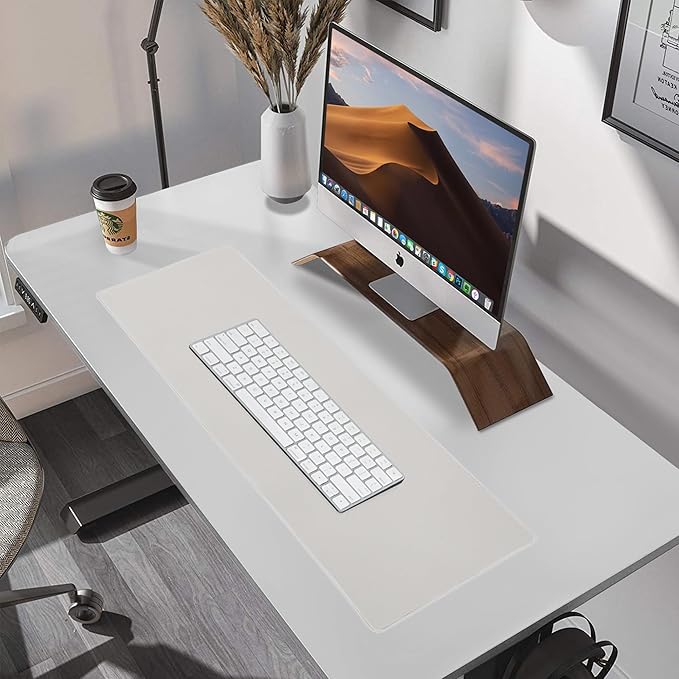 ALOANES Waterproof Mouse Pad with Durable Stitched Edge, XL Gaming Keyboard Pad, Non-Slip Rubber Base Mouse Mat, Extended Desk pad for Gamer, Office & Home, Beige Mousepad 31.5"x 11.8"x 0.12"