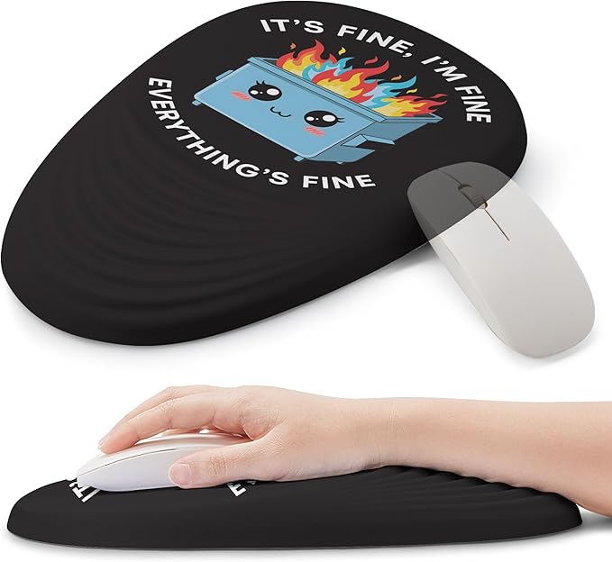 Dumpster on Fire Ergonomic Mouse Pad - Memory Foam Wrist Rest for Carpal Tunnel & Pain Relief, Non-Slip Base for Office & Gaming (12x8 Inch)