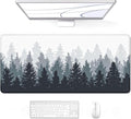 Auhoahsil Large Gaming Mouse Pad, Forest Theme XXL 35.4 x 15.7 in Desk Pad Stitched Non-Slip Rubber Long Computer Mousepad Thin Extended Full Size Desk Mat for Desktop, Laptop, Wireless Mice, White