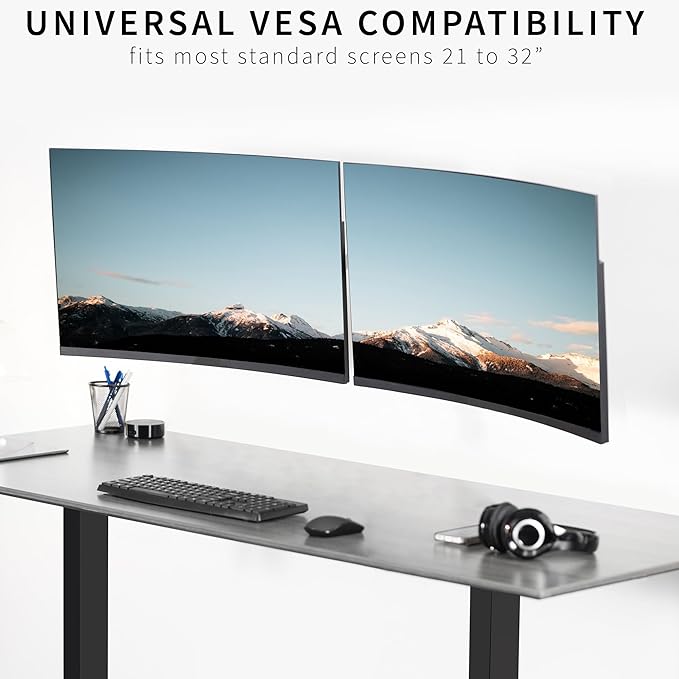 VIVO Premium Dual 21 to 32 inch LCD LED Monitor Wall Mount, Heavy Duty Telescoping Arms, Flush Wall Setup, Fits 2 Screens, White, MOUNT-TS32W