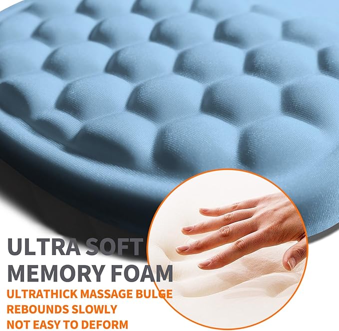 Ergonomic Joint Wrist Support Mouse Pad with Memory Foam Cushion Massage Bump, Carpal Tunnel Mousepad Slope Design for Wrist Rest, 11.8x7.9 in, LightSkyBlue