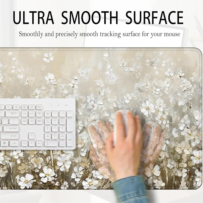 Vintage Watercolor Floral Large Mouse Pad 31.5x15.7inch, Retro Cottagecore Flower Large Extended Computer Desk Mat Mousepad for Keyboard and Mouse, Floral Desk Accessories