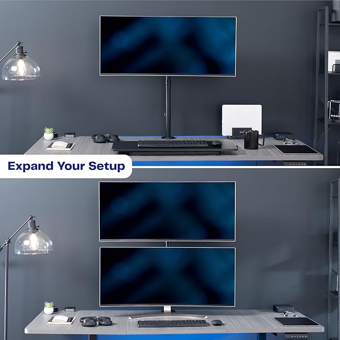VIVO Single Monitor Desk Mount, Extra Tall Fully Adjustable Stand for 1 LCD Screen up to 32 inches, Ultra Wide Screens up to 38 inches, 22 lbs Capacity, STAND-V001T