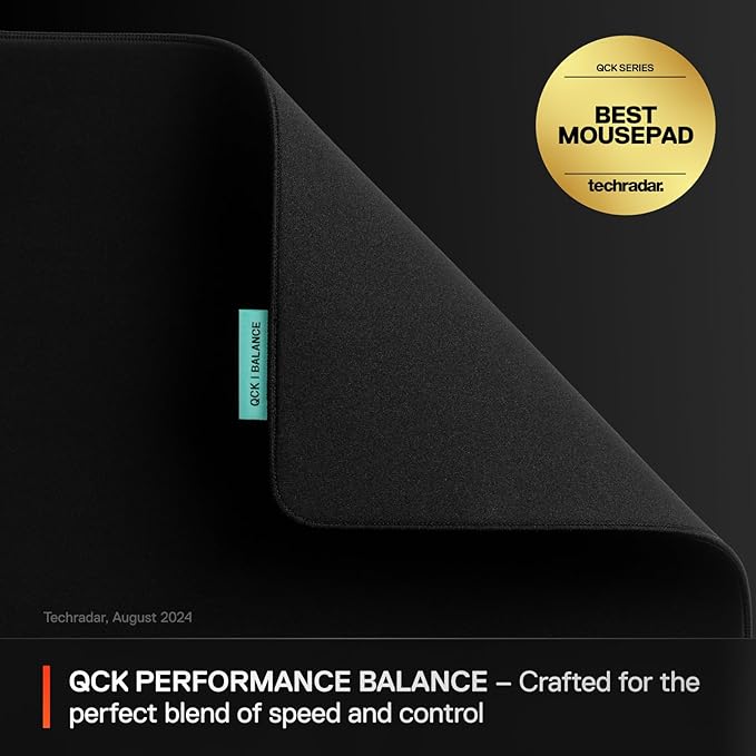 SteelSeries QcK XL Performance Balance Gaming Mousepad — Extra Density for a Smooth Glide — Low-Profile Edge Stitching — Non-Slip Neoprene Rubber Base — 15.75 x 34.43 inch — FPS, MOBAs, RTS, MMO
