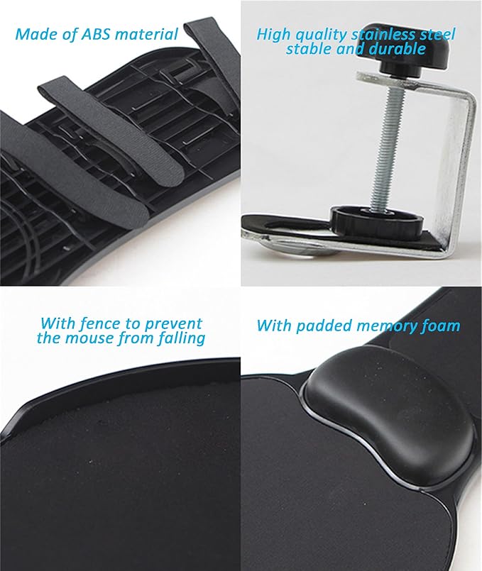 LL-COEUR Memory Foam Arm Support Wrist Rest for Table and Chair, Ergonomic Armrest Desk Extender, Multifunctional Computer Mouse Pad (Black)