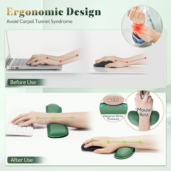 Gimars Upgrade Enlarge Silky and Superfine Fabric Gel Memory Foam Keyboard Wrist Rest Set, Ergonomic Keyboard Mouse Wrist Support for Typing, Comfort for Office, Gaming, Computer