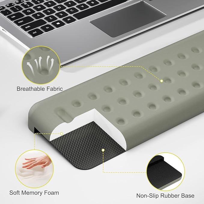 Leolee L-Shaped Desk Elbow Pads for Desk, Grey Memory Foam Arm Rest for Desk with Non-Slip Base, Ergonomic Desk Edge Cushion, Wrist Rest for Computer Keyboard, Typing, Office, Home (2 Piece)
