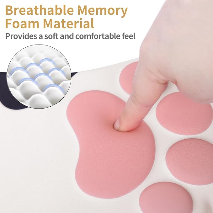 L-SPOUTTO Ergonomic Mouse Pad with Wrist Rest,Cute Cat Paw Mousepad Wrist Support,Comfortable Massage Design Computer Pain Relief Mouse Pad with Non-Slip PU Base for Desk Laptop Gaming,Cow
