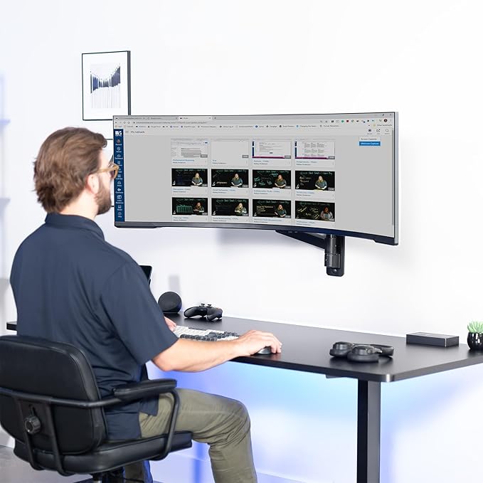 VIVO Ultrawide Monitor Wall Mount for up to 57 inch Screens, Holds 59.4 lbs, TV and Monitor Arm Designed for Samsung Odyssey Ark, Neo G9, ViewFinity S9, and More, Black, MOUNT-G57