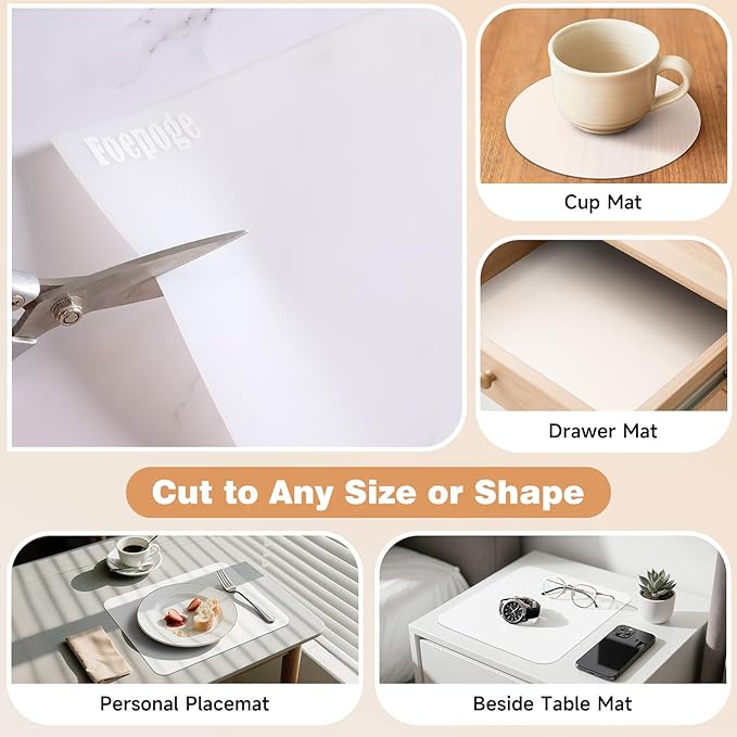 49.2" x 15.7" Large Silicone Mat for Kitchen Counter Protector, Cuttable Silicon Countertop Protector Mat Heat Resistant Mats for Countertop, Cut to Fit Placemat Ship Roll by Foepoge, Translucent