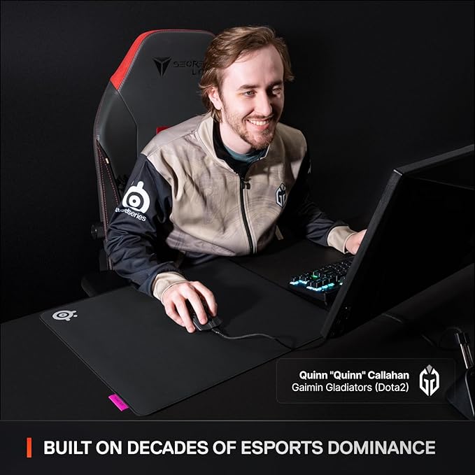 SteelSeries QcK XL Performance Speed Gaming Mousepad — Extra Density for a Smooth Glide — Low-Profile Edge Stitching — Non-Slip Neoprene Rubber Base — 15.75 x 34.43 inch — FPS, MOBAs, RTS, MMO
