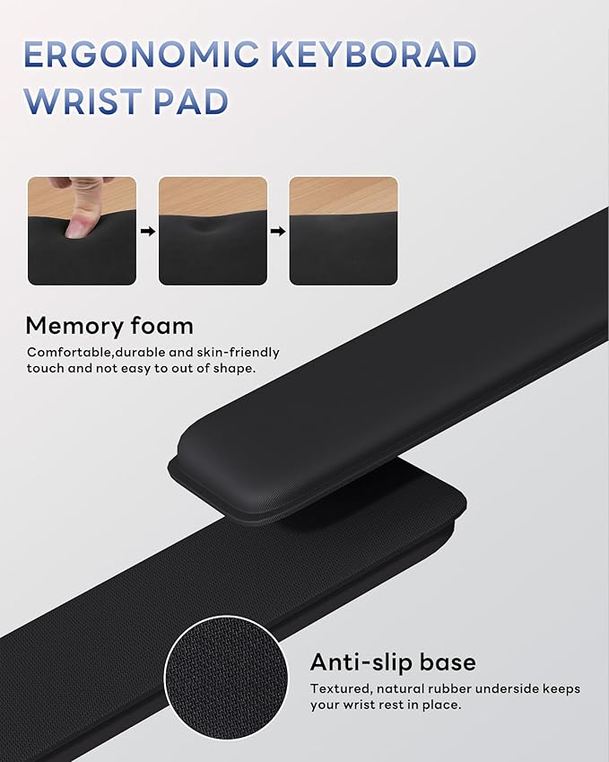 Computer Keyboard Wrist Rest Stand for Desktop, Keyboard Holder for Easy Typing with Wrist Pad for Office Desk, Home, School (Clear)