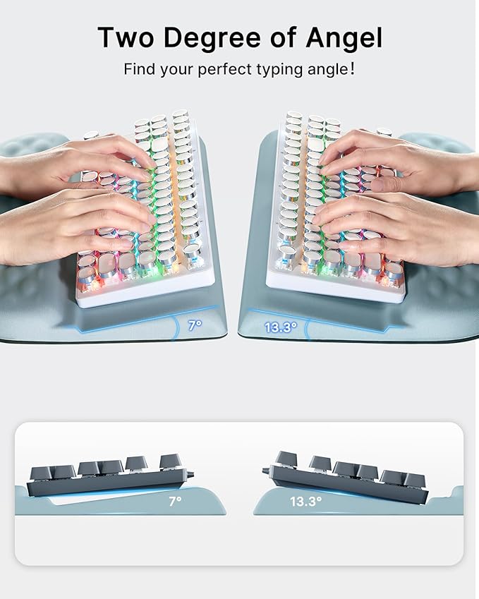 Keyboard Wrist Rest Stand for Desktop, 2 Angle Ergonomic Computer Keyboard Holder Stand, Key Board Riser with Wrist Support, Arm Rest for Office, Home, Desk(Blue)