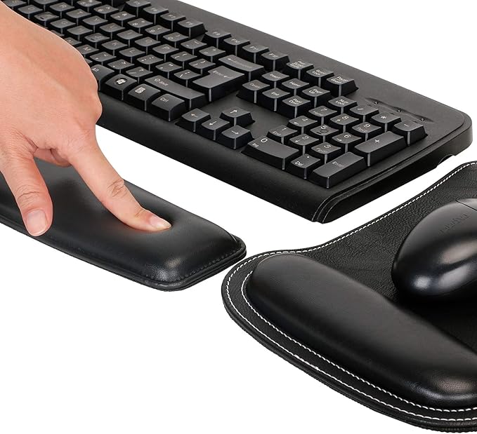 RICHEN Keyboard Wrist Rest Pad and Mouse Wrist Rest Support Mouse Pad Set, Sturdy & Comfortable & Lightweight for Easy Typing & Ergonomic Wrist Support (Black)