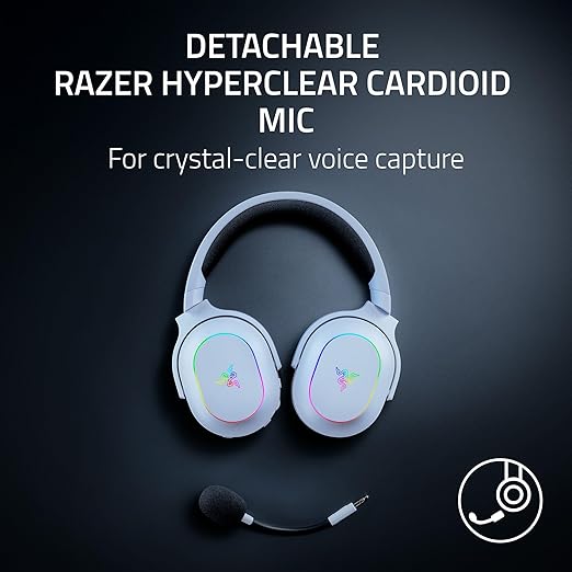Razer Barracuda X Chroma Wireless Gaming Headset: 2.4GHz Wireless & Bluetooth - Lightweight - Chroma RGB - 40mm Drivers - Cardioid Mic - 70 Hr Battery - for PC, Mac, PS5, Switch 2, Smartphone - White