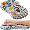 Hokafenle Ergonomic Mouse Pad Wrist Support, Wrist Rest Mousepad for Carpal Tunnel with Integrated Memory Foam Slope Massage Bulge (11.8x7.9 inch,Flowers and Ladybugs)