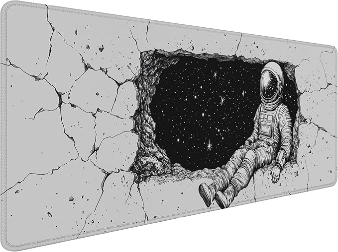 Space Astronaut Desk Mat Black and White Stars Mousepad XL Large Gaming Mouse Pad Laptop Keyboard Mat Desk Pad 31.5"x11.8" Office Computer Keyboard Laptop Home