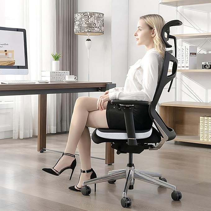 GOFORIT Molded Memory Foam Seat Cushion, Patent Dual-Layer Foam Design Office Chair Pad, Ergonomic Coccyx Cushion for Sciatica Pain Relief, Black