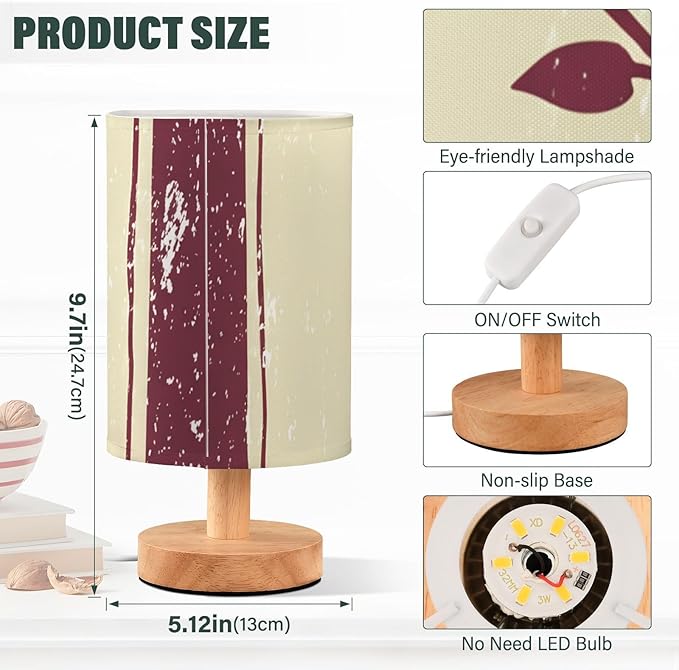 Retro Bird LED Table Lamp, Bedside Lamp with Linen Lampshade, Flicker-Free Eye Care USB Plug in Nightstand Lamp, for Bedroom and Office