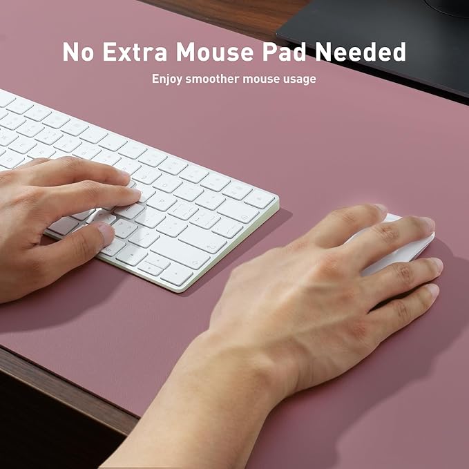 Aothia Faux Leather Desk Mat - Non-Slip PU Leather Desk Blotter, Waterproof Writing Surface, Large Desk Pad for Office & Home (Purple, 55" x 17")
