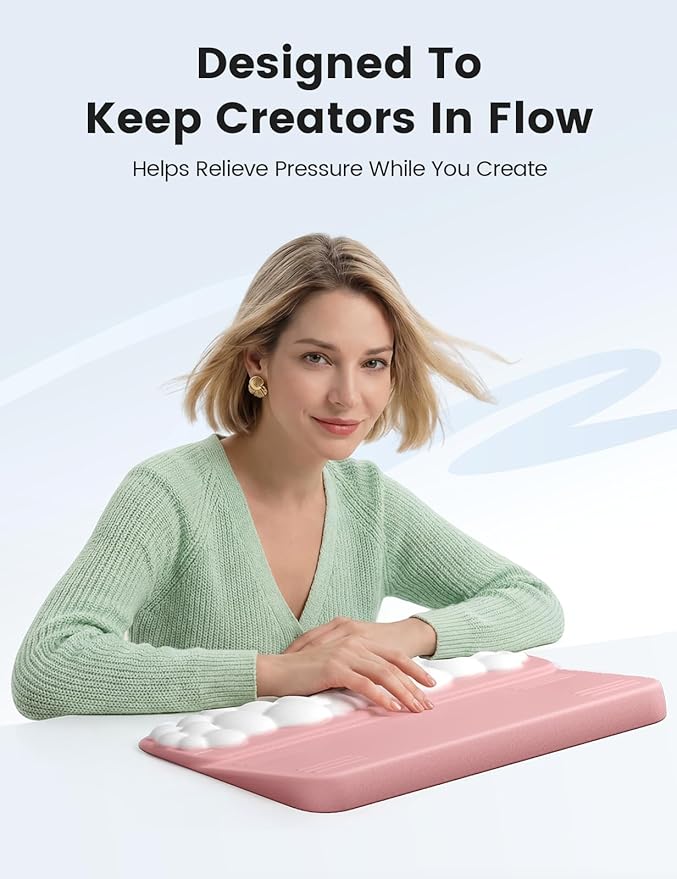 Vaydeer Wrist Rest and Keyboard Stand, Computer Wrist Support Pad Soft Memory Foam, Ergonomic Cloud Keyboard Riser Holder Lifter Tilted Wrist Cushion for Desk, Palm Hand Typing for Office Home Gaming