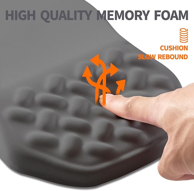 Ergonomic Slope Mouse Pad Wrist Support, Wrist Rest Mousepad for Carpal Tunnel with Massage Bulge and Slow Rebound Memory Foam (12x8 inch, Dark Gray)