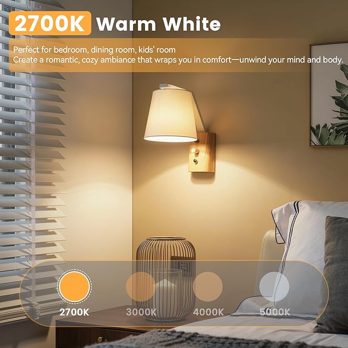 Brightever A19 Dimmable LED Light Bulb, E26 Led Bulb 60 Watt Equivalent, Energy Efficient 9W, Soft White 2700K, 800 Lumens, Lightbulbs for Bedroom Living Room Home Office Lamp, 4-Pack
