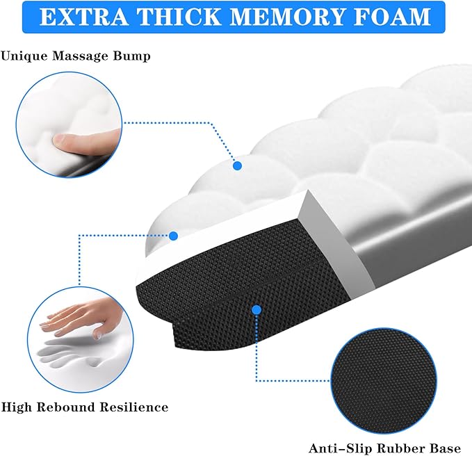 2 Pack Cloud Desk Elbow Pads, Adjustable Spacing Soft Memory Foam with Non-Slip Base, Ergonomic Desk Edge Cushion & Wrist Rest for Computer Keyboard, Office and Home Use White